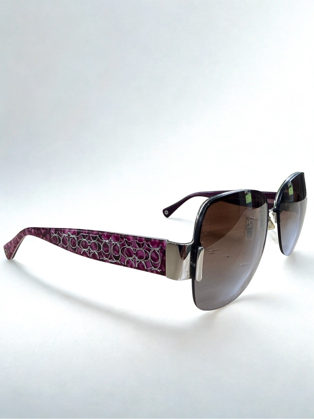 COACH Brandi Silver Purple Butterfly Sunglasses HC7011 With Case - Picture 4 of 9